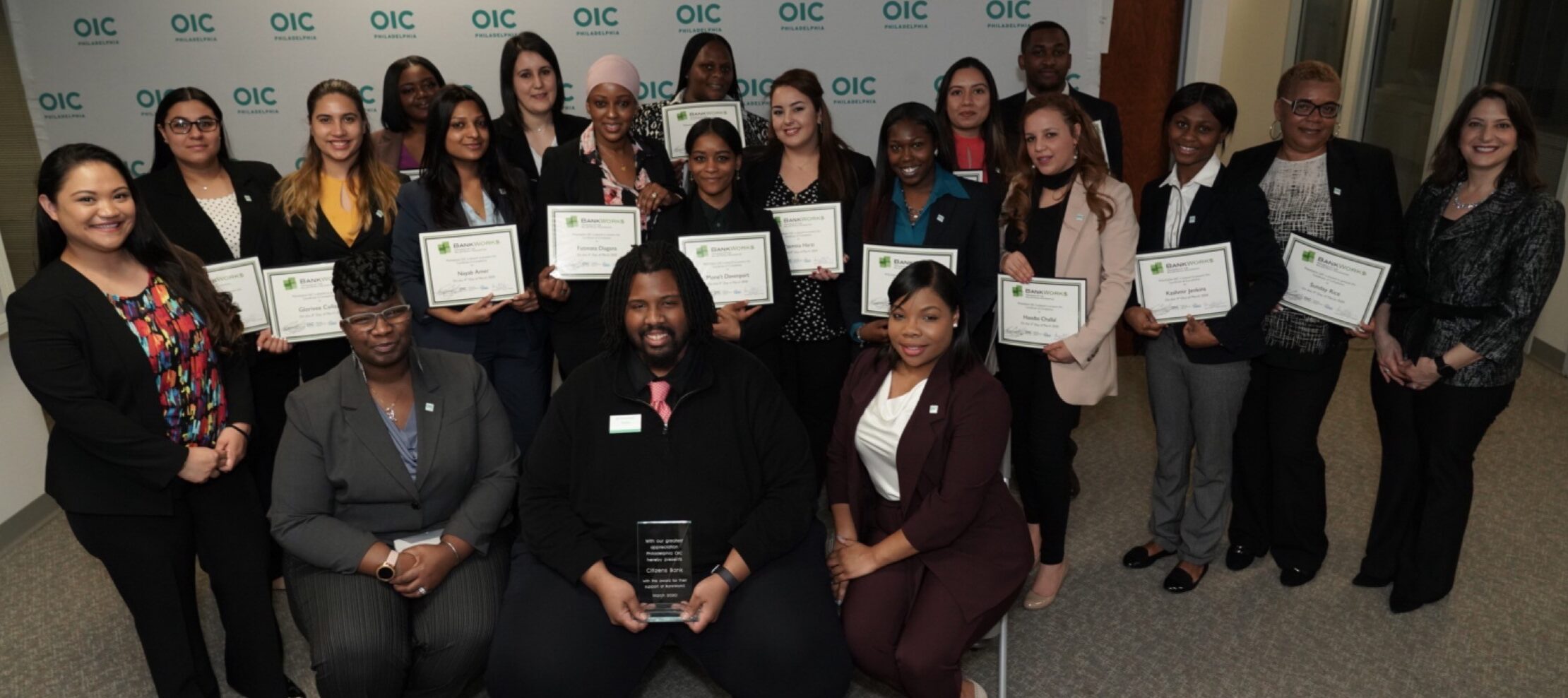 Avery with Banking program graduates at OIC Philadelphia
