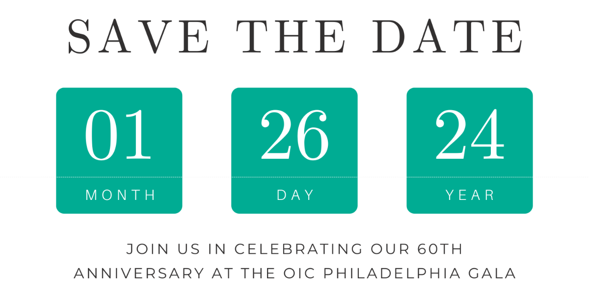 OIC 60-yr celebration save the date graphic for Jan 26, 2024