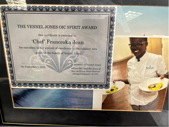 Chef Franceska Jean wins award